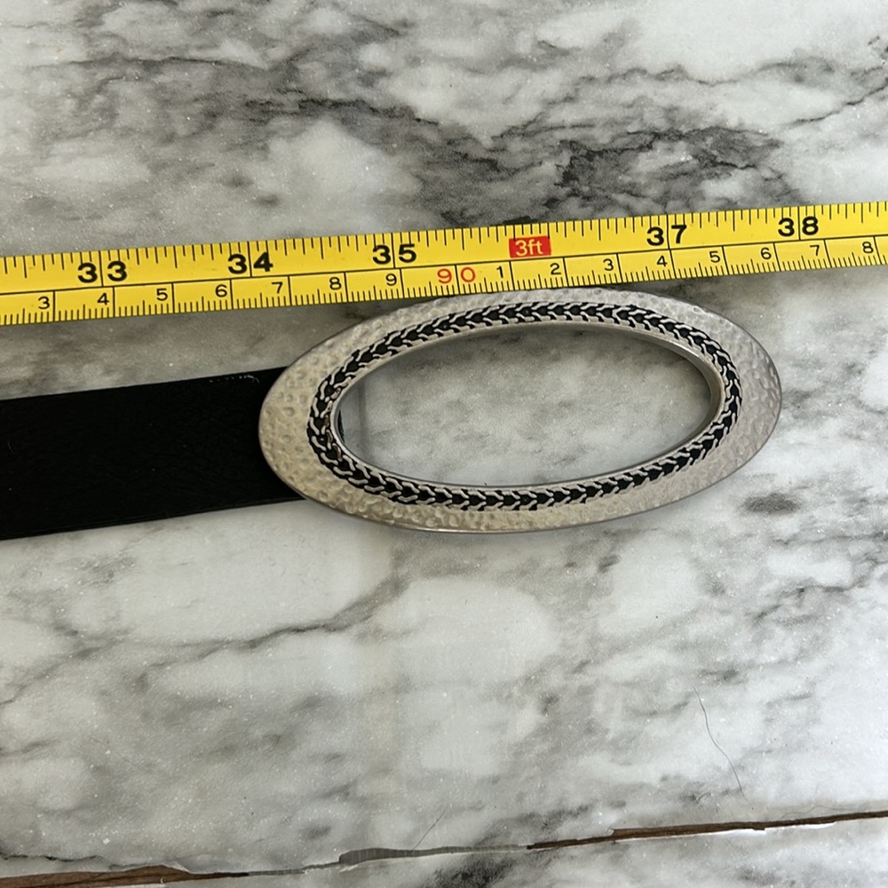 Chico’s Belt Genuine Leather black with silver buckle small medium adjustable - Picture 7 of 8